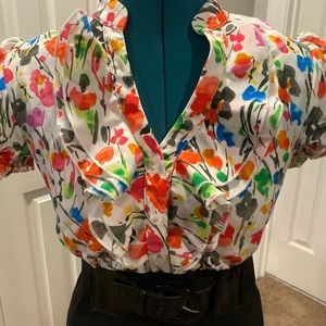 Knee length tight floral blouse dress